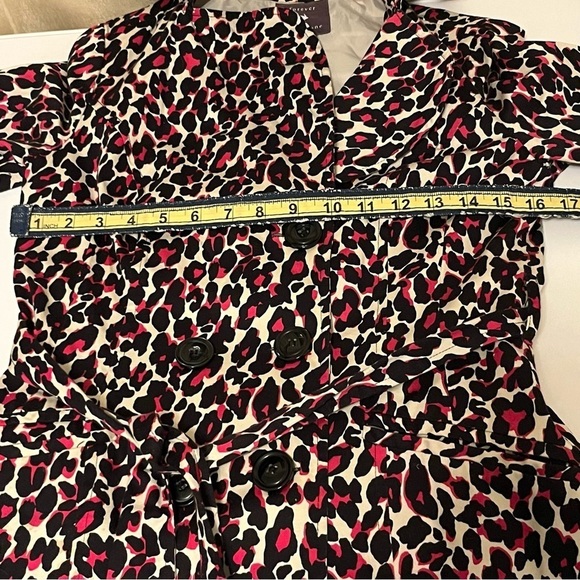 Leopard Animal Print Trenchcoat Rain Jacket Black Pink Small - Picture 7 of 12